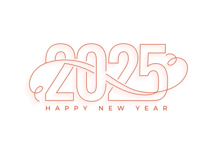 Vector Gratis line style 2025 new year holiday background