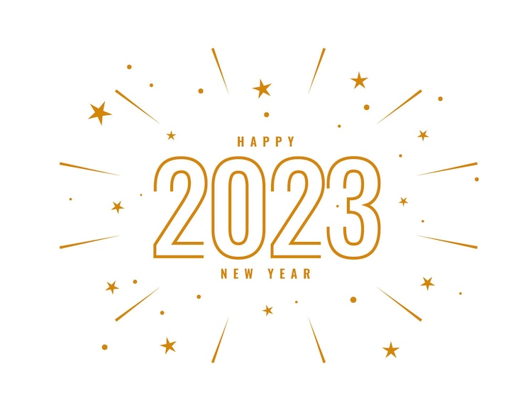 Vector Gratis line style golden 2023 text for happy new year poster