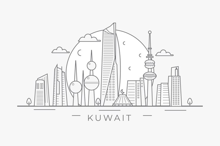 Vector Gratis linear kuwait skyline