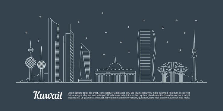 Vector Gratis linear kuwait skyline