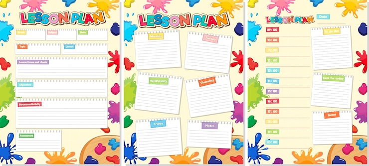 Vector Gratis lined notepad lesson plan template