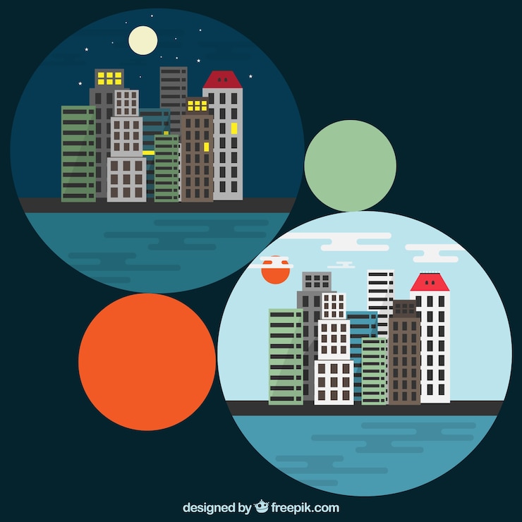 Vector Gratis lingkaran dengan kota