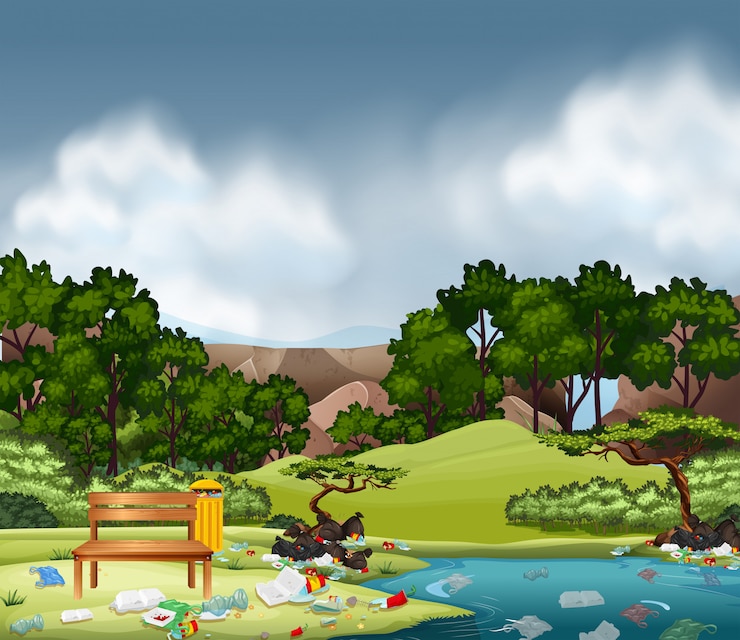 Vector Gratis litter in nature park