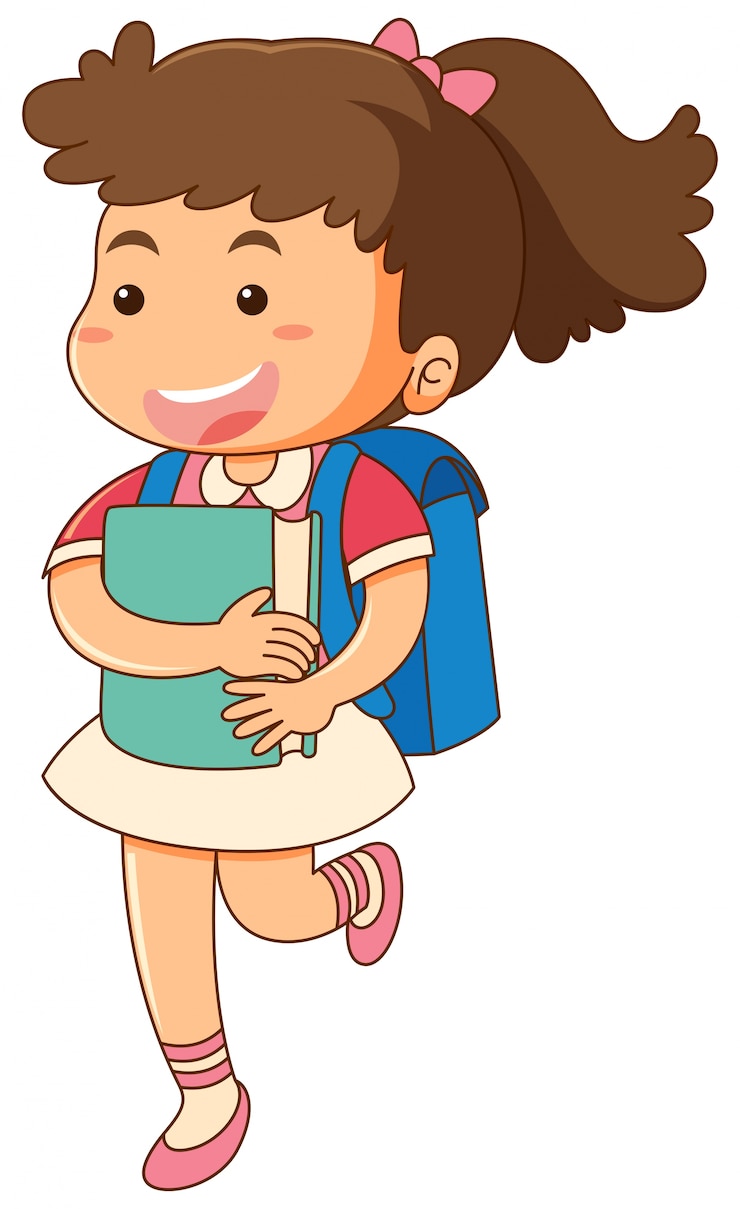 Vector Gratis little girl with blue backpack