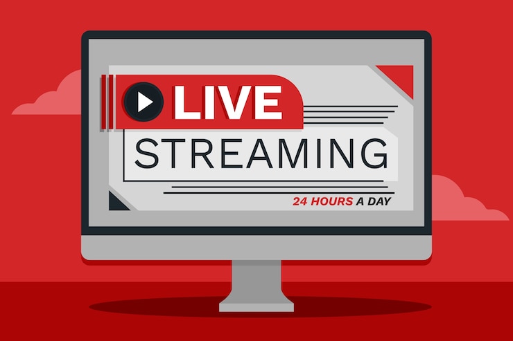 Vector Gratis live stream concept on computer