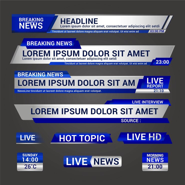 Vector Gratis live stream news banners desing