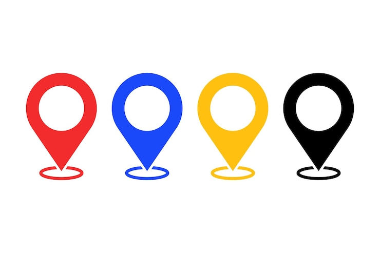 Vector Gratis location pin multiple colours set of four
