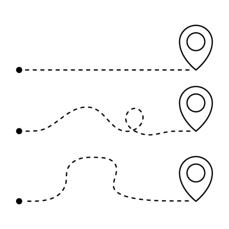 Vector Gratis location pin routes outline