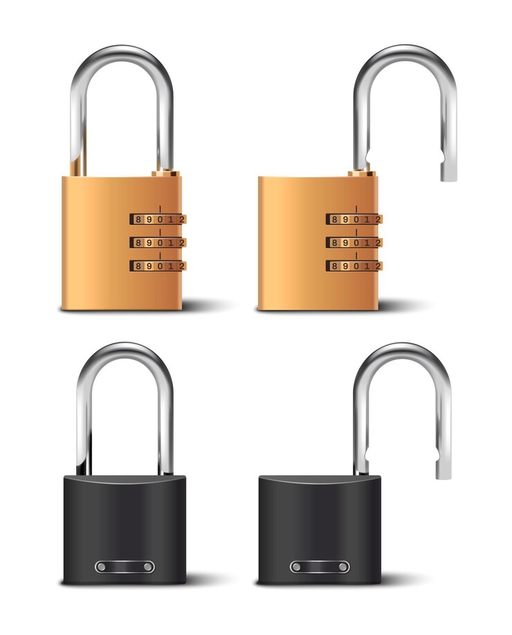 Vector Gratis locks and code padlocks realistic icons set isolated vector illustration