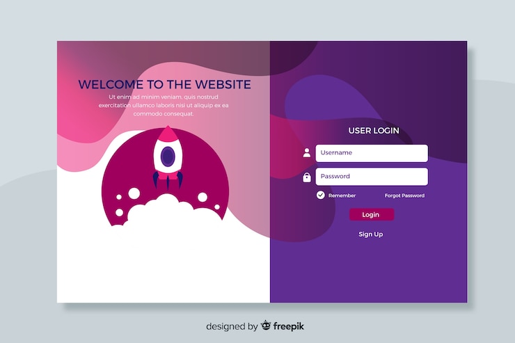 Vector Gratis log in website landing page