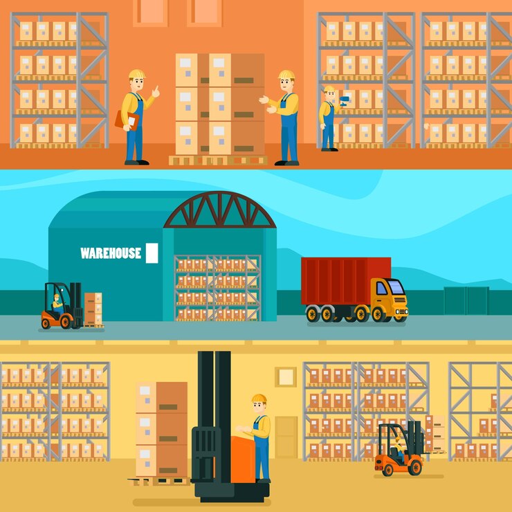 Vector Gratis logistic warehouse horizontal illustration