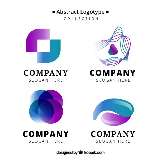 Vector Gratis logo bentuk abstrak ungu dan biru