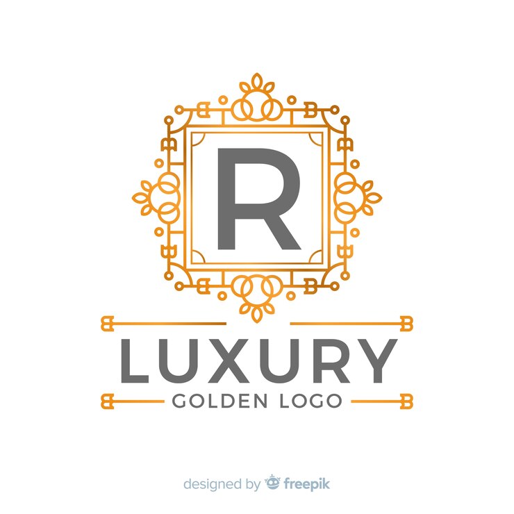 Vector Gratis logo elegan emas gaya datar