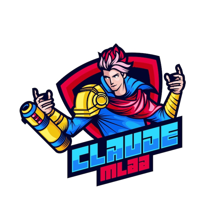 Vector Gratis logo esport karakter hero claude mlbb
