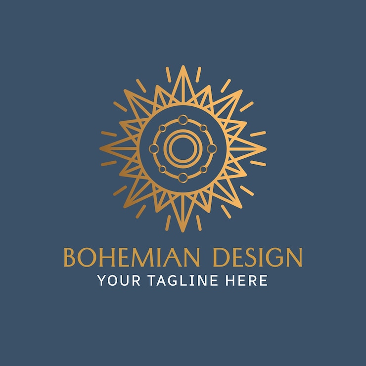 Vector Gratis logo matahari boho desain datar