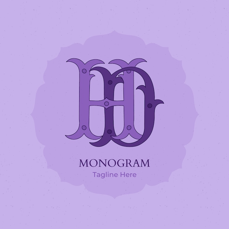 Vector Gratis logo monogram hd digambar tangan