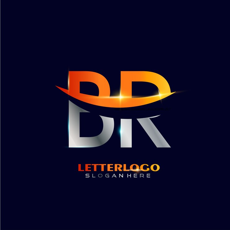 Vector Gratis logotype br huruf awal dengan desain swoosh untuk logo perusahaan dan bisnis.