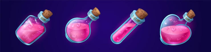 Vector Gratis love potion bottles set isolated on background