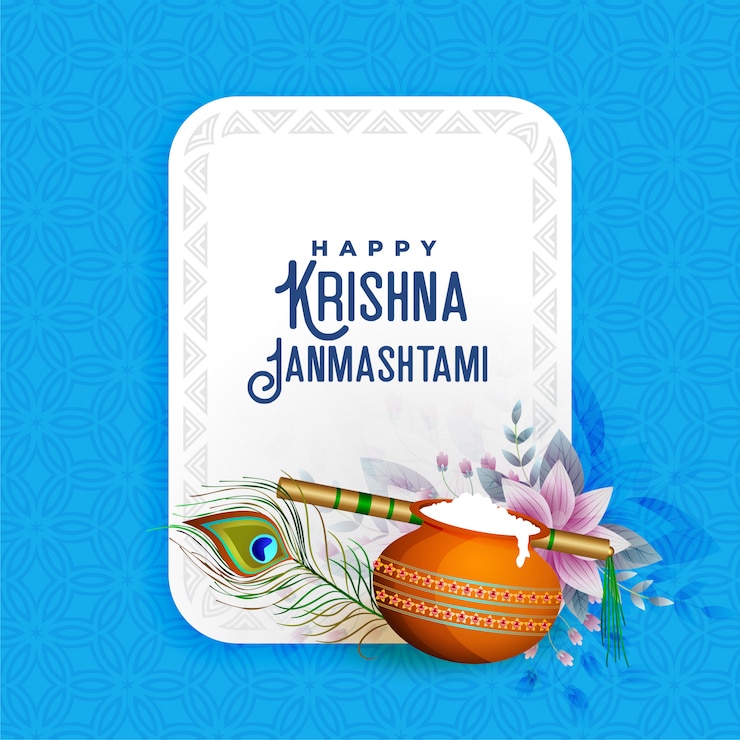 Vector Gratis lovely greeting  for krishna janmashtami