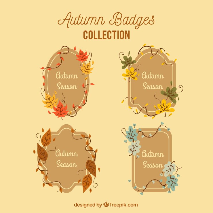 Vector Gratis lovely pack of autumnal badges