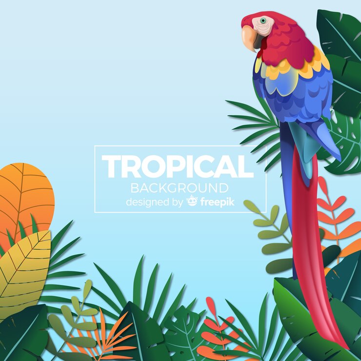 Vector Gratis lovely tropical background with flat design