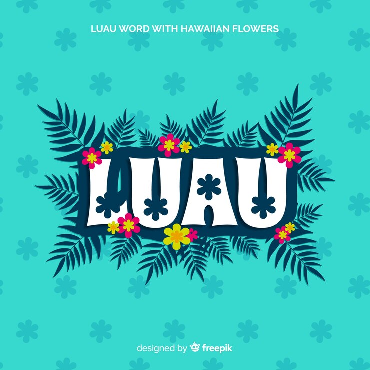 Vector Gratis luau word hawaiian flowers background