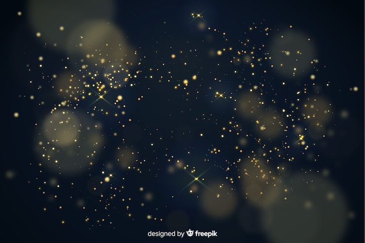 Vector Gratis luxurious blue background with golden particles