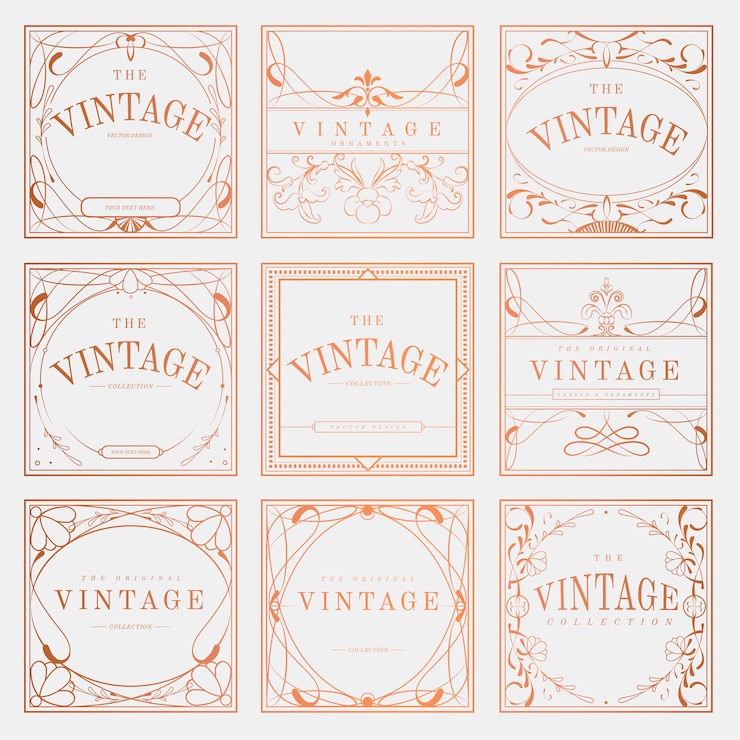 Vector Gratis luxurious vintage art nouveau badge vector set