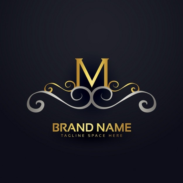 Vector Gratis m logo with golden ornaments