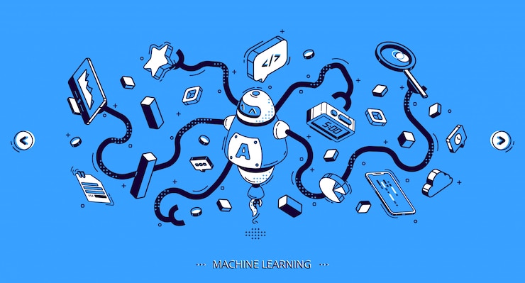 Vector Gratis machine learning banner, artificial intelligence