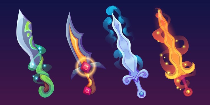Vector Gratis magic game swords set