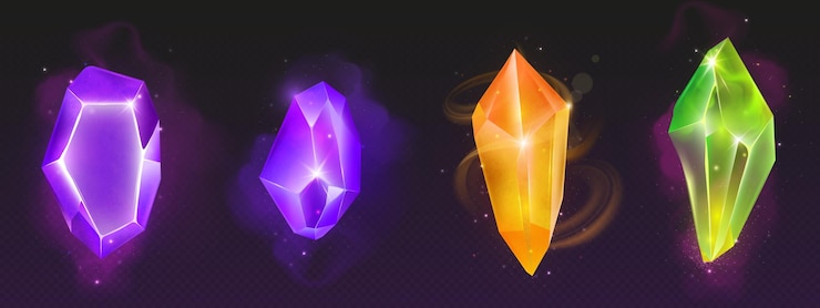 Vector Gratis magic neon glowing colour gem stone crystal