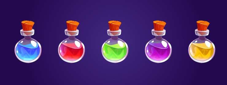 Vector Gratis magic potion bottles glass jars with elixir