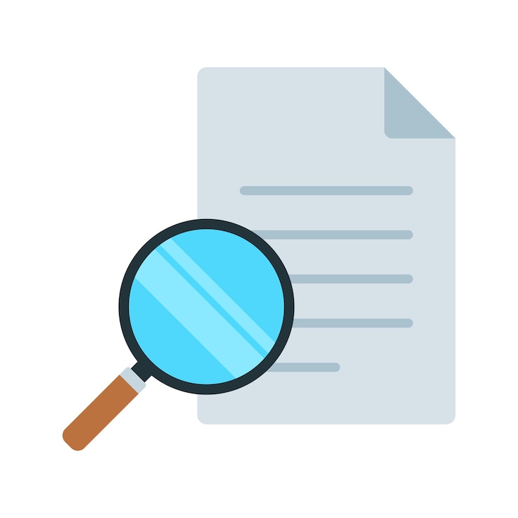 Vector Gratis magnifying glass with document flat style