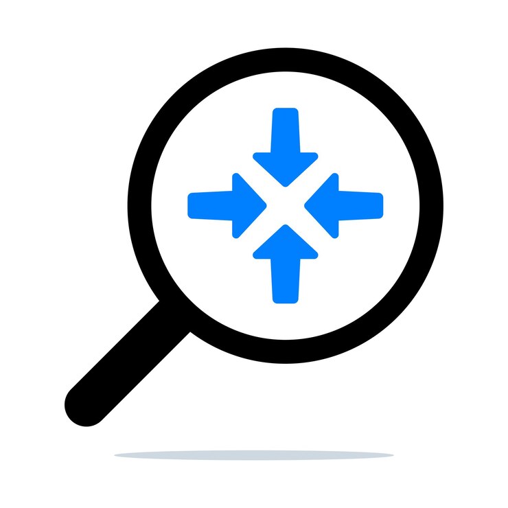 Vector Gratis magnifying glass with inward arrows