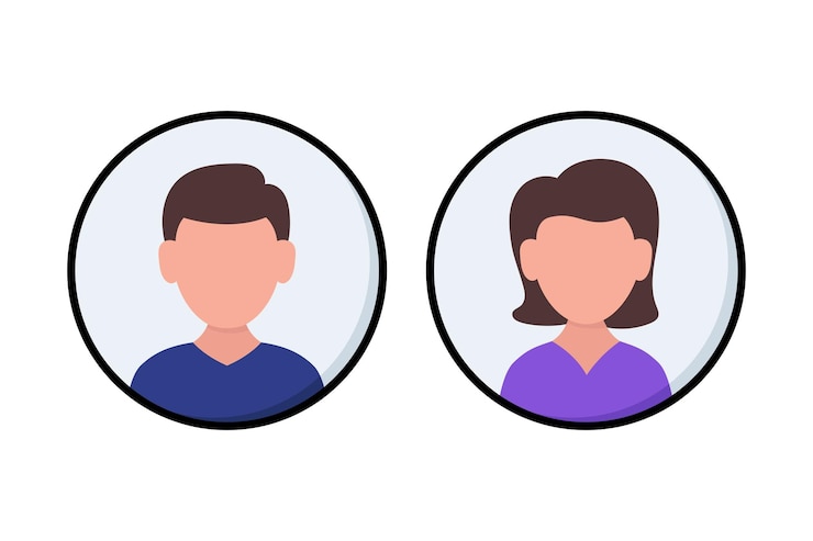 Vector Gratis male and female user circles flat set