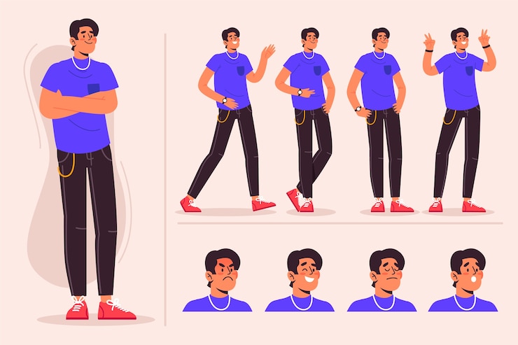 Vector Gratis male character poses