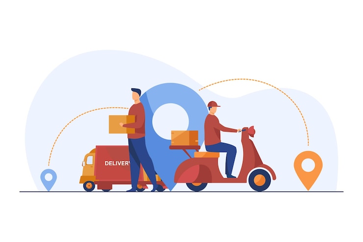 Vector Gratis male couriers delivering parcels