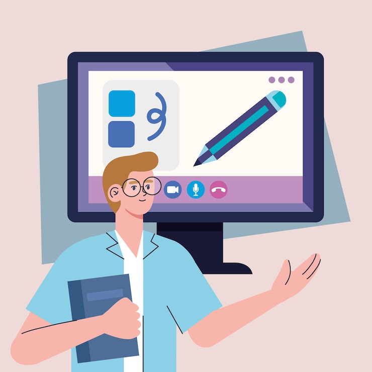 Vector Gratis male designer using desktop