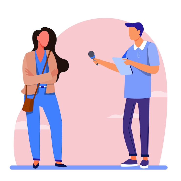 Vector Gratis male journalist interviewing young woman