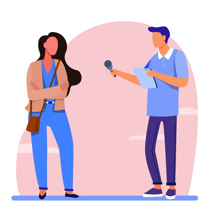Vector Gratis male journalist interviewing young woman