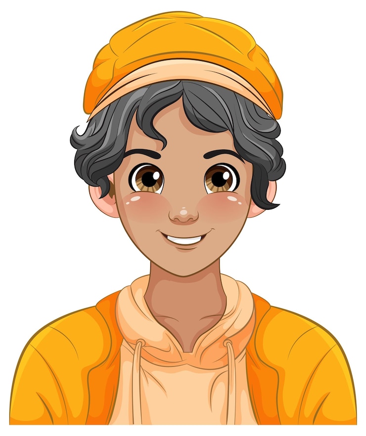 Vector Gratis male teen cartoon wearing hat