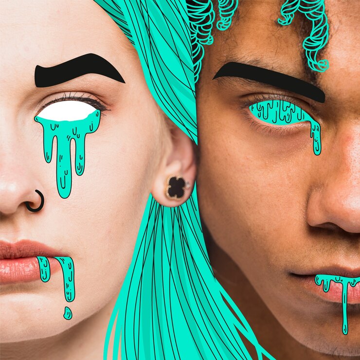 Vector Gratis man and woman with illustrated details in green