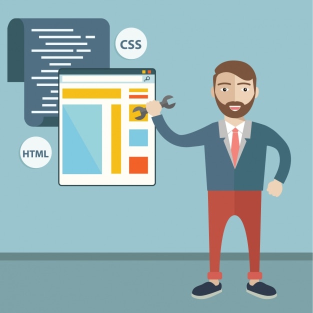 Vector Gratis man designing a web