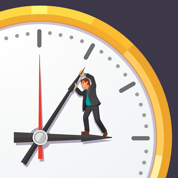 Vector Gratis man in business suit trying to stop time