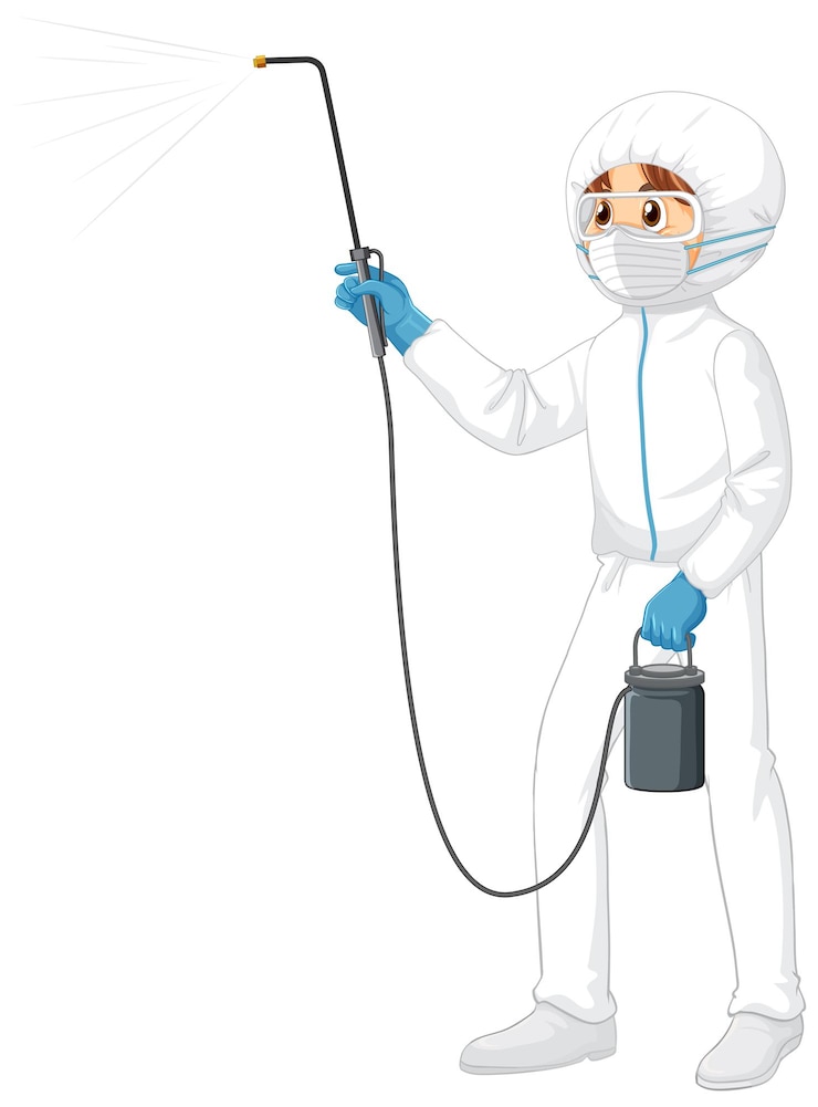 Vector Gratis man in protective hazmat suit