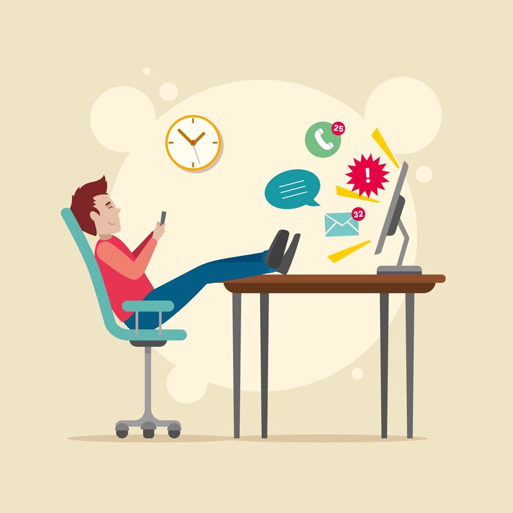 Vector Gratis man postponing work at home