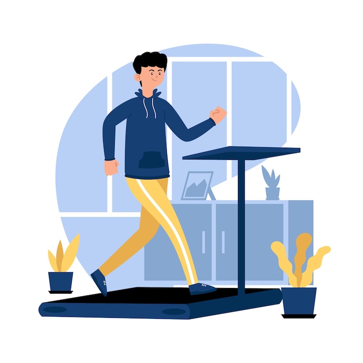 Vector Gratis man running on a treadmill