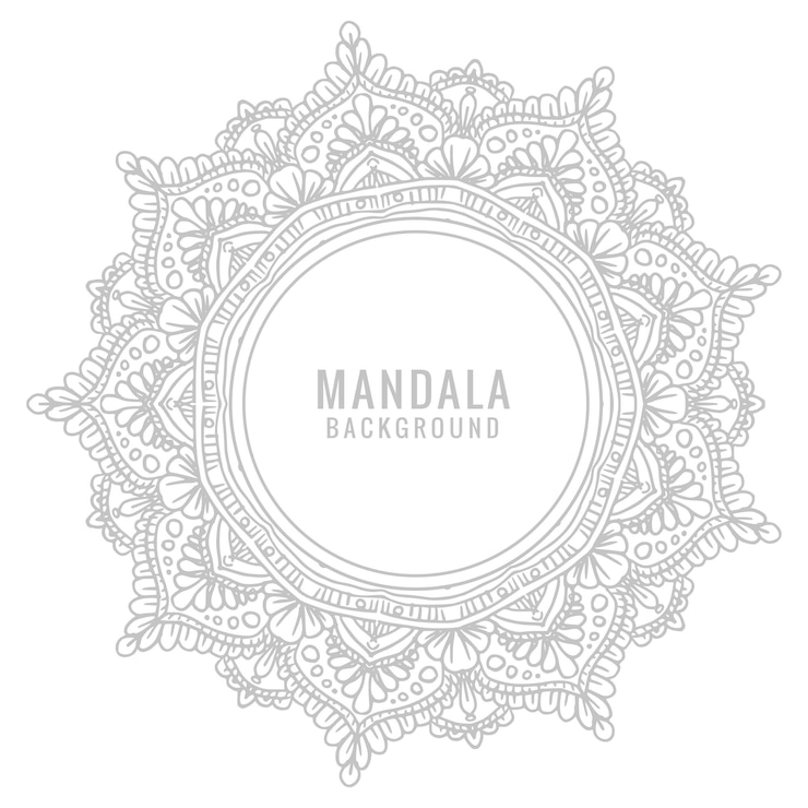 Vector Gratis mandala dekoratif dengan warna abu-abu pada latar belakang putih