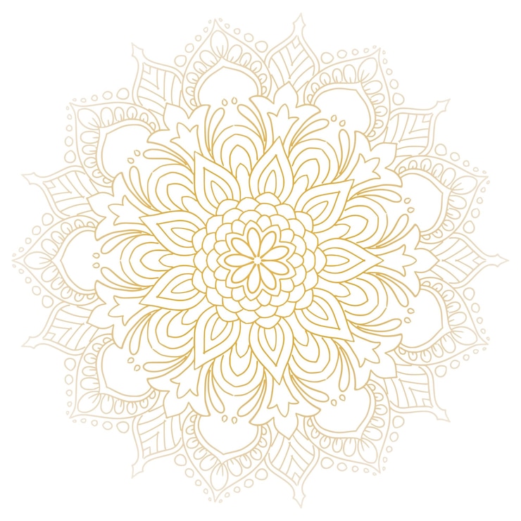 Vector Gratis mandala keemasan dekoratif dengan latar belakang putih